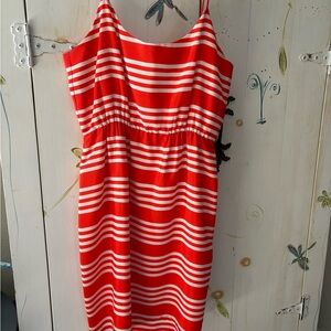 Orange and White Striped J Crew Dress